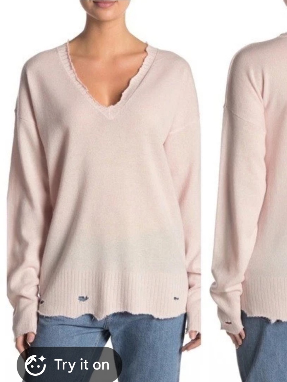 Current/Elliot Sweater Pink Cashmere Wool Blend Size 3 (Large)